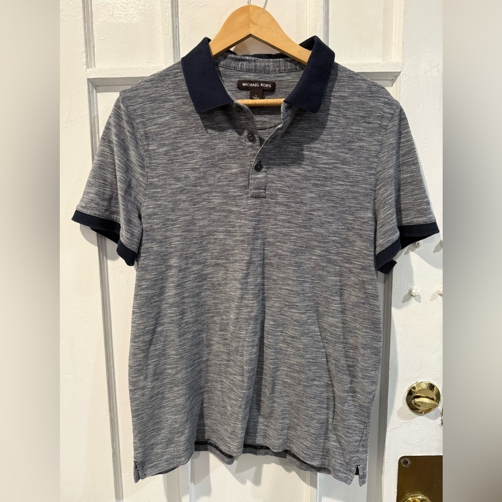 Michael Kors Navy and Gray Polo Shirt for Men